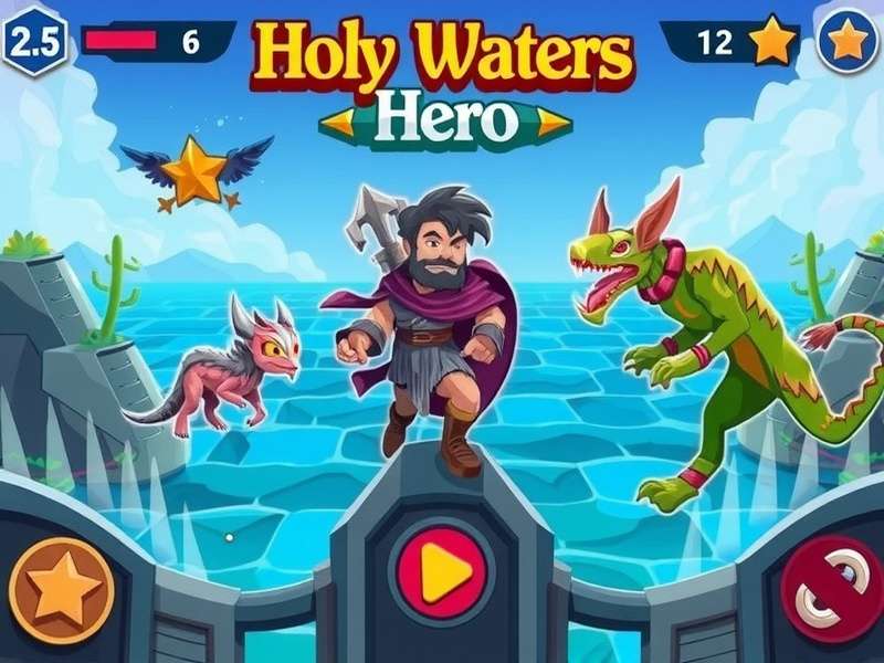 Holy Waters Hero game screenshot showing a hero fighting mythical creatures